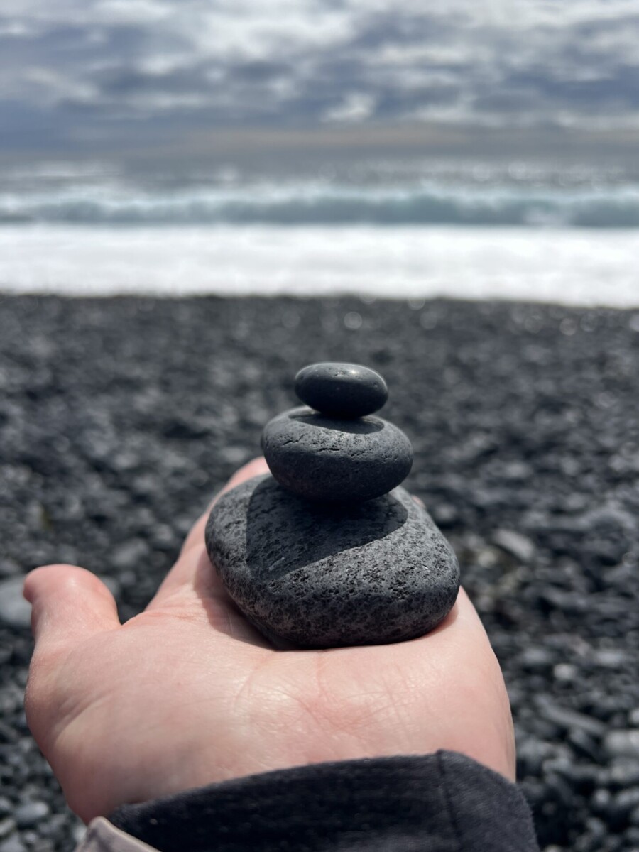 Stone stack at the sea in Iceland